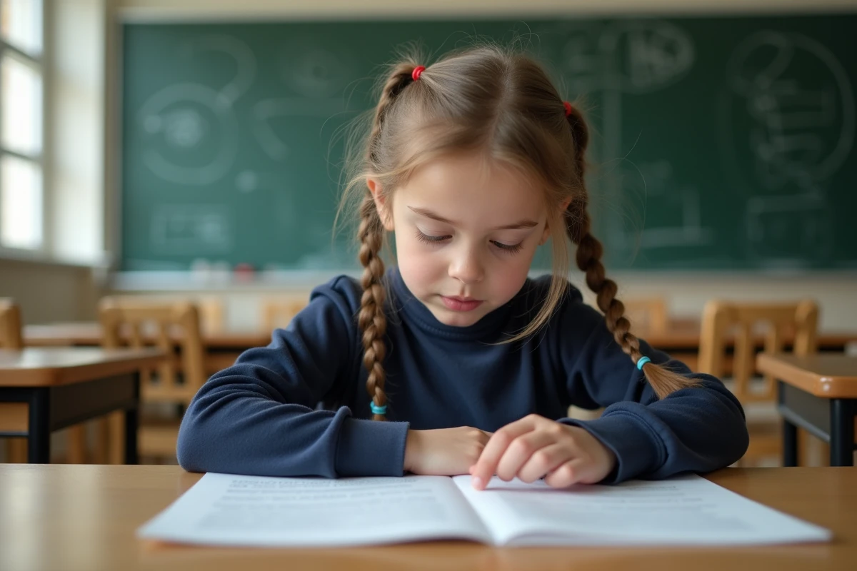 Jeune élève lisant un texte à voix haute en classe, entraînement à la fluence en lecture au primaire