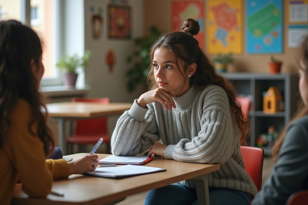 Jeune femme attentive lors d