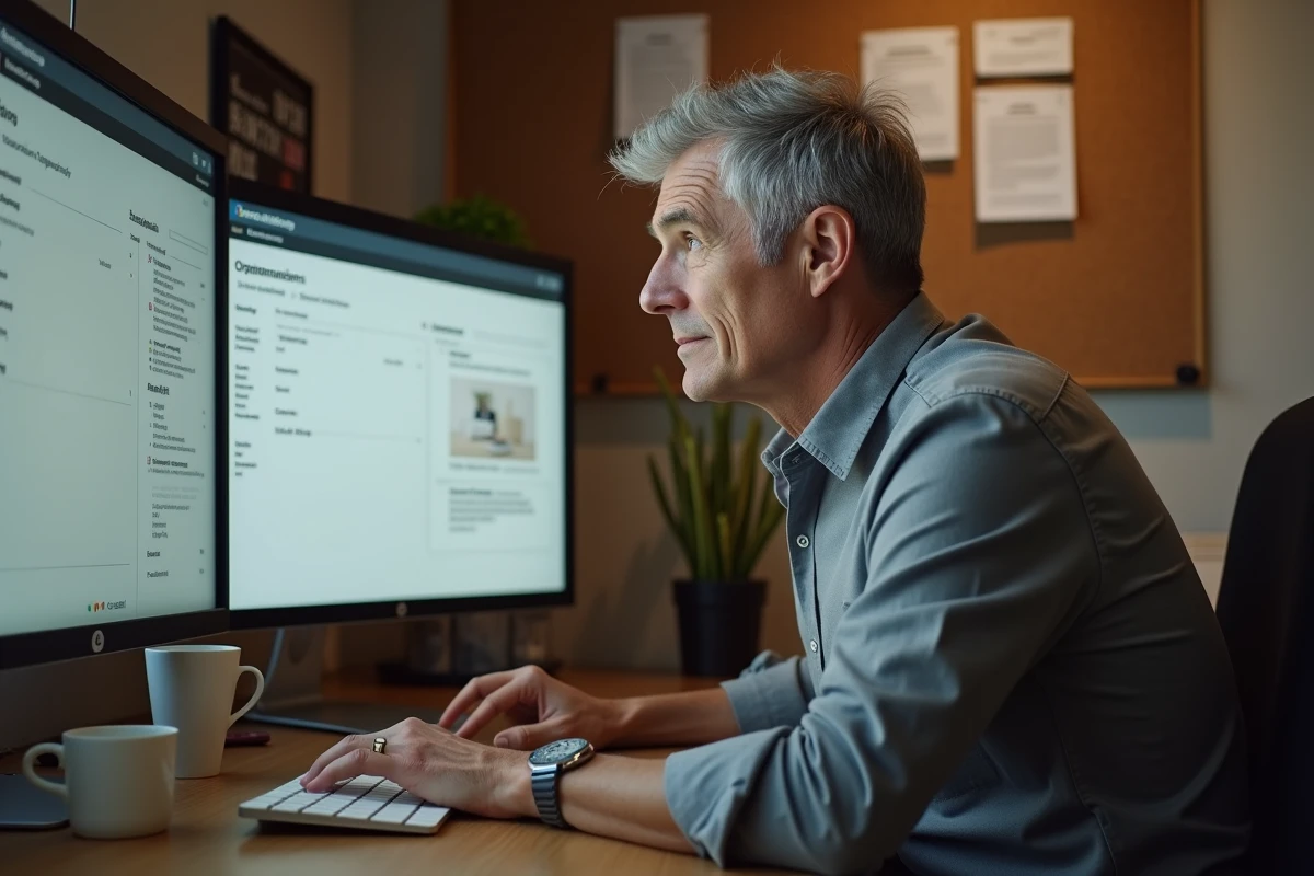 Fonctionnaire consultant son webmail institutionnel Pia convergence sur ordinateur de bureau en mairie