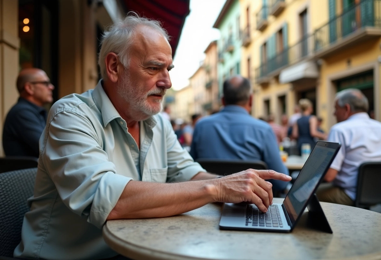 Homme montrant comment taper la lettre ñ sur une tablette