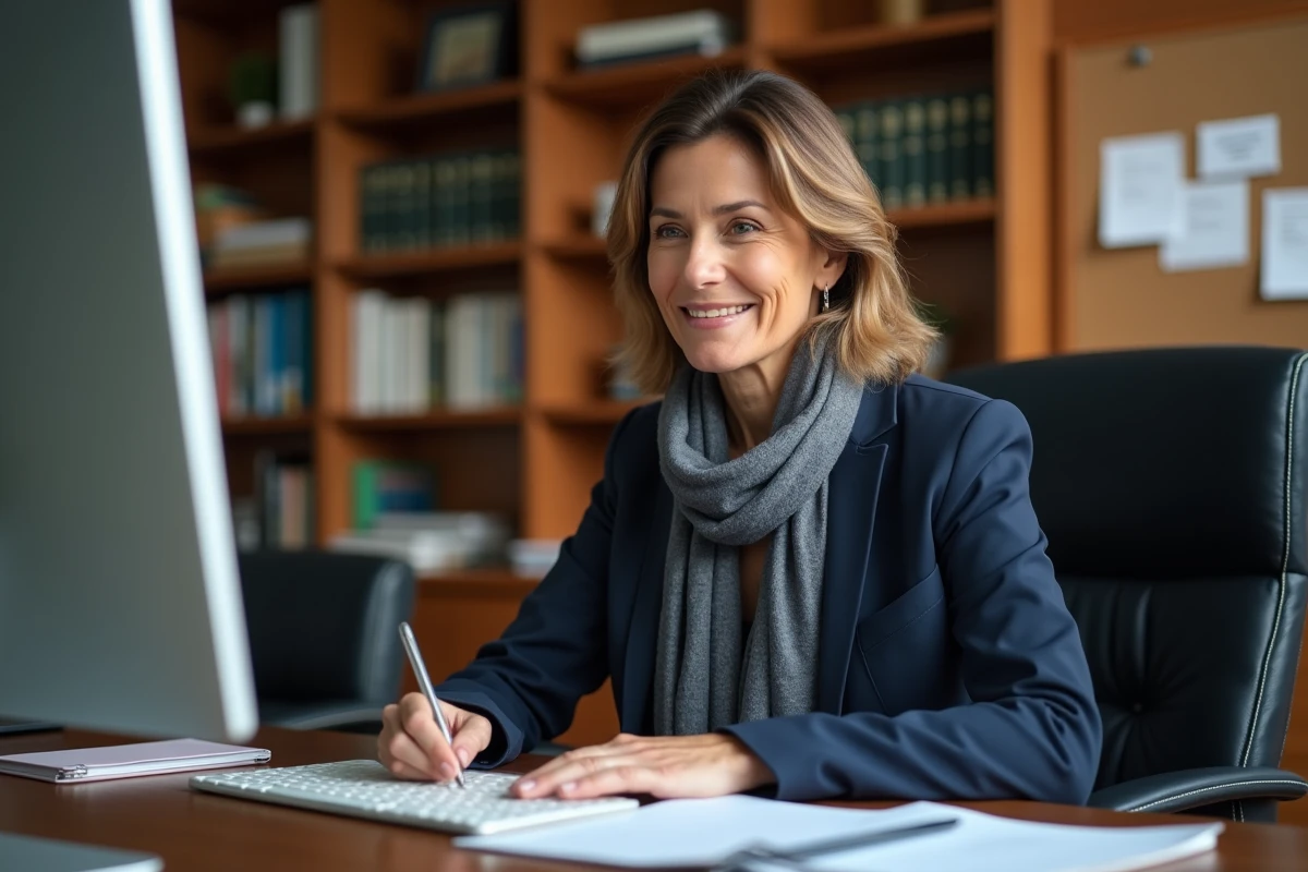 Professeure organisée dans son bureau universitaire